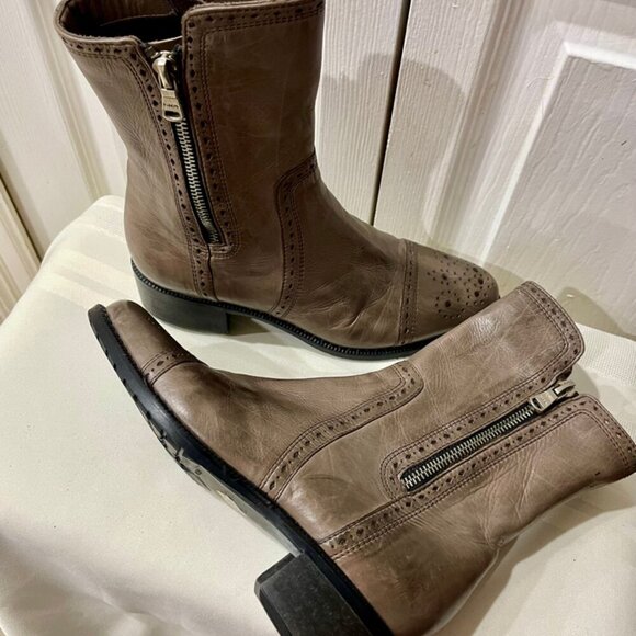MARINA RINALDI MID CALF WESTERN BOOTS GREY DISTRESSED GRUNGE MADE IN ITALY SZ 35 - Picture 6 of 16